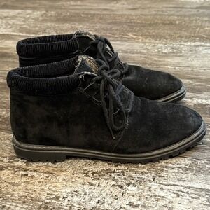 Amanda Scott Black Suede Lace Up Chukka Shoes Womens Size 9 Work Casual Comfy‎